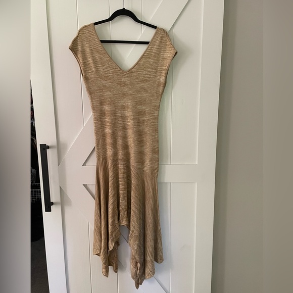 Bebe gold metallic midi dress size M/8 - Picture 5 of 7
